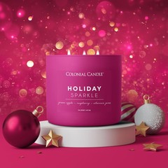 Colonial Candle Holiday Sparkle Purple 3-Wick Jar Candle, 14.5oz, 60 Hr Burn