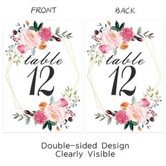 Floral Table Number Cards 1-26 Geometric 4 x 6 Double Sided Wedding Party