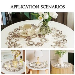 Lace Small Round Tablecloth Doilies Table Topper Scarf 24″ (Round) Stone