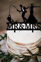 Funny Fishing Wedding Cake Topper – Just Wait a Second – the Bride Urges Groom t