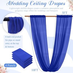 FANPROMS 4 Panels Royal Blue Ceiling Drapes Wedding Decorations Sheer Chiffon…