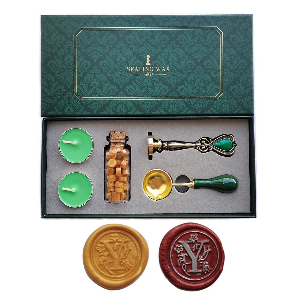 Fancy Letter Y Wax Seal Stamp Set, European Style Kit Gift Box, Vintage Perso…
