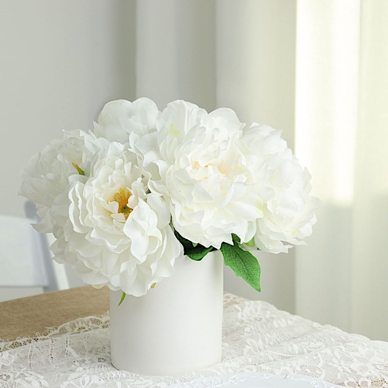 WHITE 2 Bushes 17″ Silk ARTIFICIAL PEONY FLOWERS Bouquets Wedding Party Supplies
