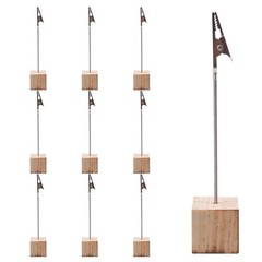 10Pcs Wooden Menu Clips Metal Paper Holders Beige Tabletop Decorations