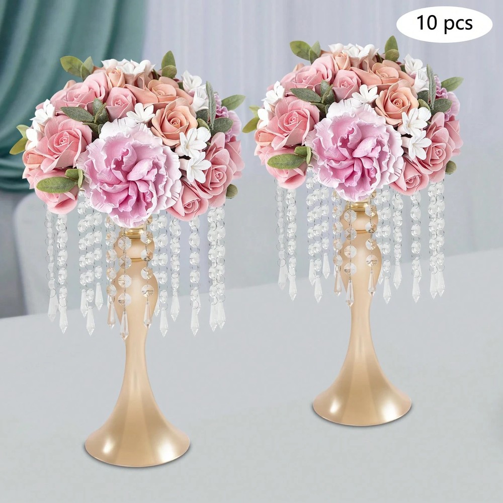 10Pcs 35cm Crystal Beads Flower Stand Table Decor