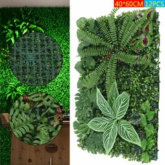 12 Pcs Artificial Plant Wall Mat Greenery Wall Hedge Grass Fence Foliage Panel