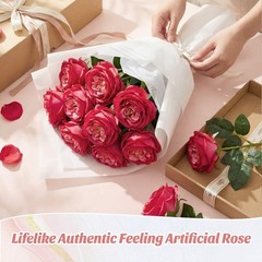 Giegxin 20 Pcs Real to Touch Peonies Austin Roses Artificial Flowers, Faux Lo…