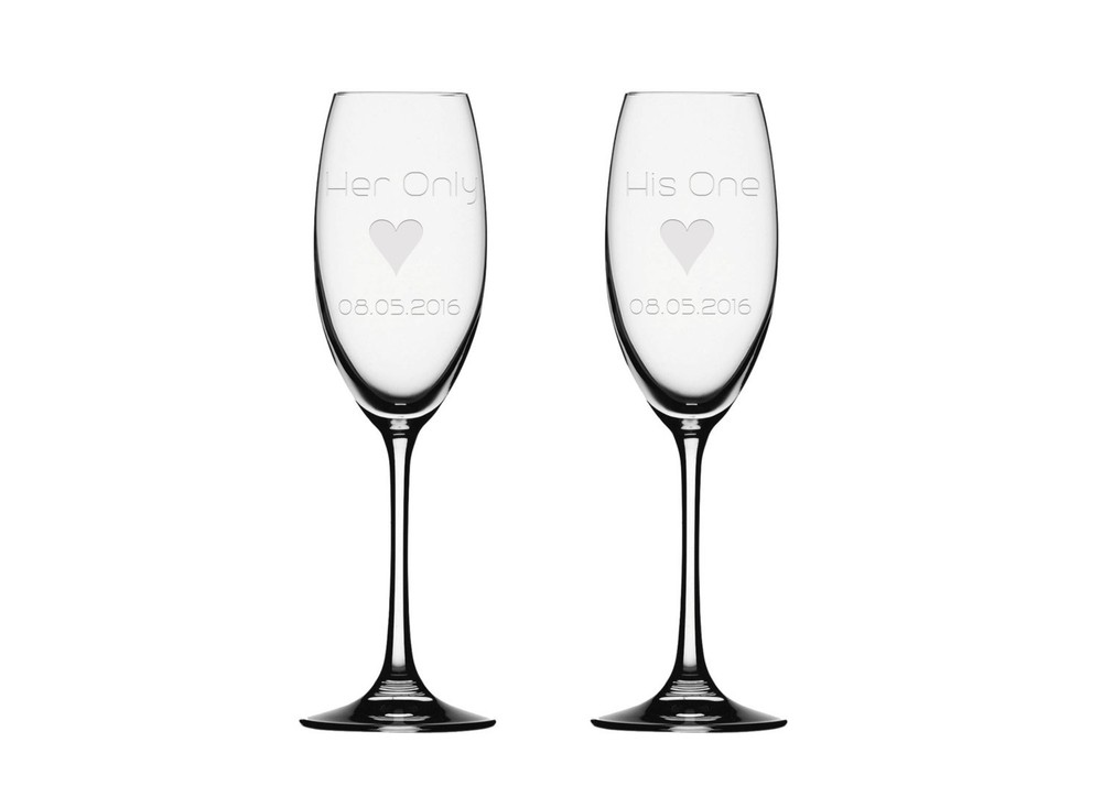 2x Champagne Flute, His & Her Champagne Glass, Personalized Toasting Flute Glass