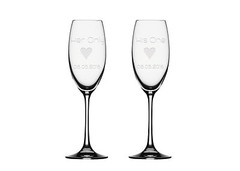 2x Champagne Flute, His & Her Champagne Glass, Personalized Toasting Flute Glass