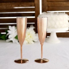 Blush Premium Metallic Plastic 5 oz Champagne Flutes Disposable Party Wedding