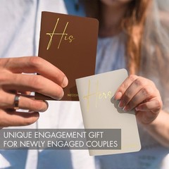 Terracotta Beige Wedding Vow Books Gold Foil His and Hers Set
