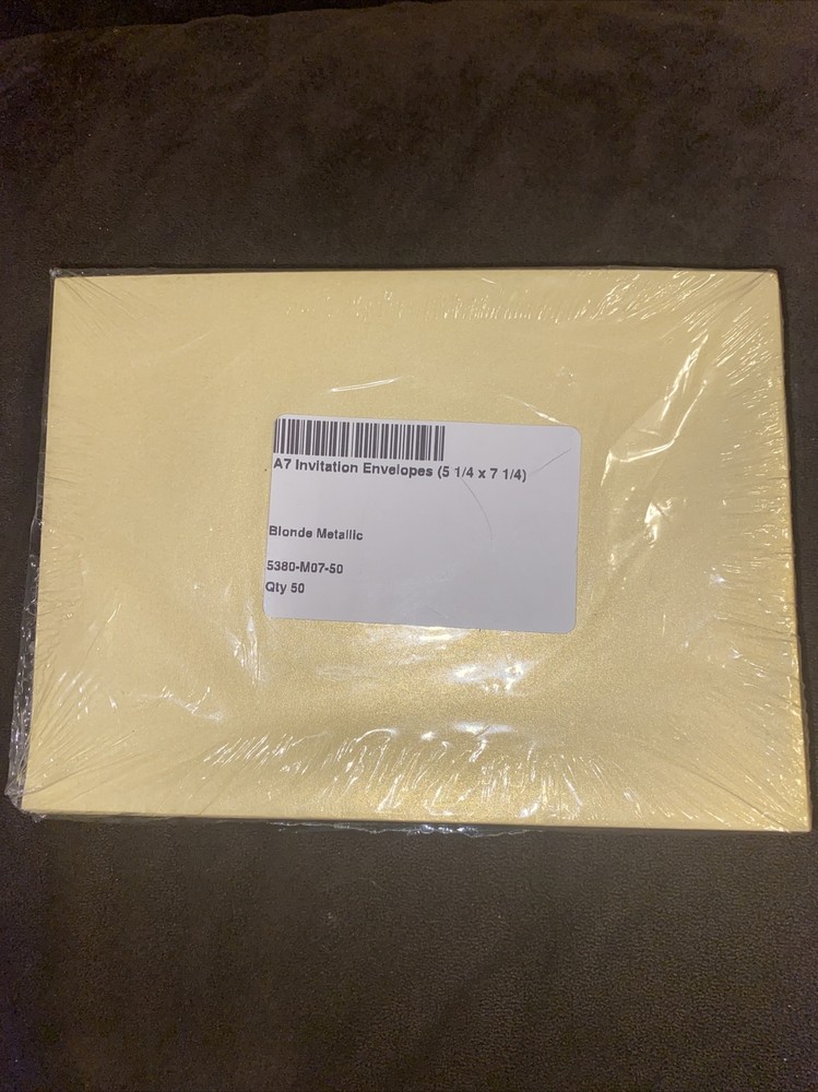 LUX A7 Invitation Envelopes 5 ¼ x 7 ¼ – Blonde Metallic 50 Qty with self seal