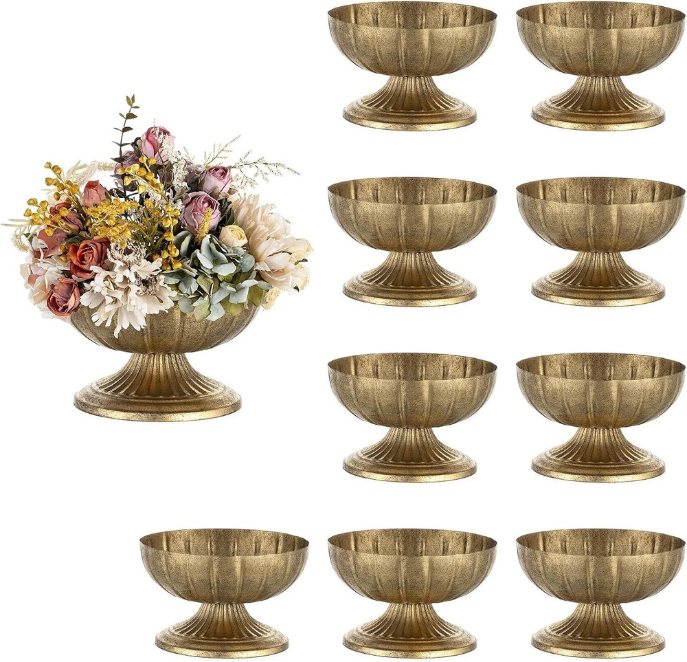 NUPTIO Gold Compote Vase 10-Piece Set 5.4″ H Wedding Centerpieces New