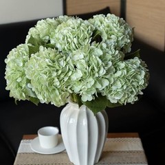4PCS Artificial Flowers Large Hydrangeas Flowers Latex Bouquet 4Pcs Light Green