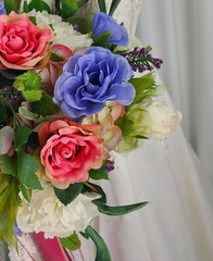 Bright Victorian Garden Boho Faux Silk Wedding Bouquet