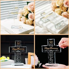 Romantic 50- Anniversary Laser Engraved Cross