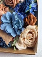 Ling’s Moment Burnt Orange Navy Artificial Flowers Greenery Combo Deluxe Set