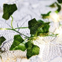 GREEN 7 ft LED Ivy Leaf GARLAND Battery Operated FAIRY LIGHTS Party Decorations