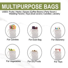 3″x4″ Cotton Single Drawstring Muslin Bags (Natural color)-100 count pack