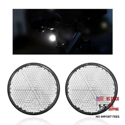 2 PCS Motorcycle Reflectors, Plastic Round Reflective Warning Reflector White