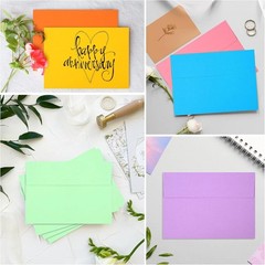 50 Pack Colored Envelope, 5×7 A7 (5 x 7), Yellow,Orange,Green,Red,Pink