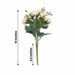 IVORY 2 Bouquets 12″ Faux Open Roses Artificial FLOWER Bushes Party Events