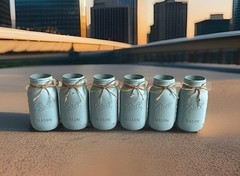 Set of 6 chalk painted distressed Quart size mason jar vases…mix & match colors!