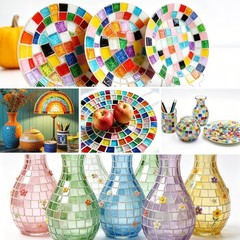 120 pcs Mosaic Tiles, CNYMANY Mixed Irregular Shapes Glitter Mosaic Glass Pie…