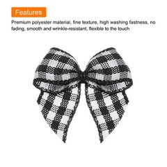 80Pcs Mini Gingham Ribbon Bow 1″ Checkered Ribbon Bows DIY Black and White