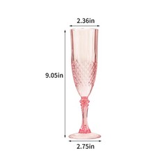 100PCS Plastic Champagne Flutes,7.1Oz Acrylic Pink Wine Glasses Goblets Reusa…