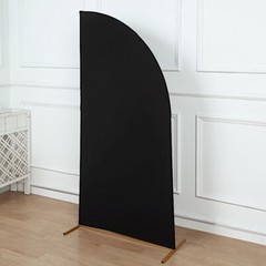 6 ft x 3 ft Matte BLACK Fitted Spandex Half Moon Backdrop STAND COVER Party
