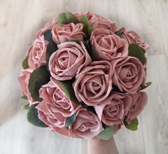 Pink Sola Wood Bridal Bouquet Dusty Rose Mauve Wedding Blush Bridesmaid Flowers