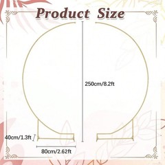 2Pcs 8.2ft Gold Metal Wedding Arch Backdrop Stand Party Balloon Floral Frame
