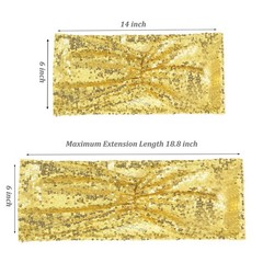 SquarePie Sequin Chair Sashes Bands 30PCS Gold Glitter Decorative 30,