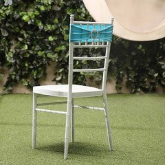 10 Turquoise Spandex CHAIR SASHES with Silver Round Buckles Wedding Decorations
