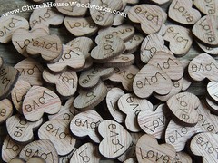 500 little wooden love heart rustic wedding table confetti, guest book decor USA