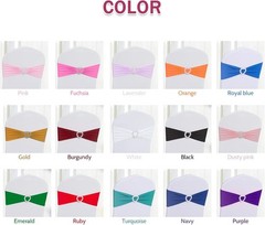 Pack of 30 Spandex Chair Sashes Bows Stretch Chair Cover Band with Buckle Sli…