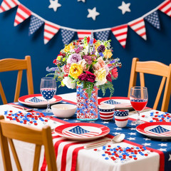 300Pcs Patriotic Red Clear Blue Star Acrylic Crystals Gems Table Scatter Vase Fi