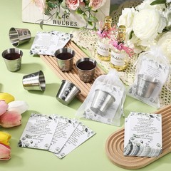 50 Set Wedding Favors for Guests 1.5 oz Stainless Steel Shot Glasses Cheers t…