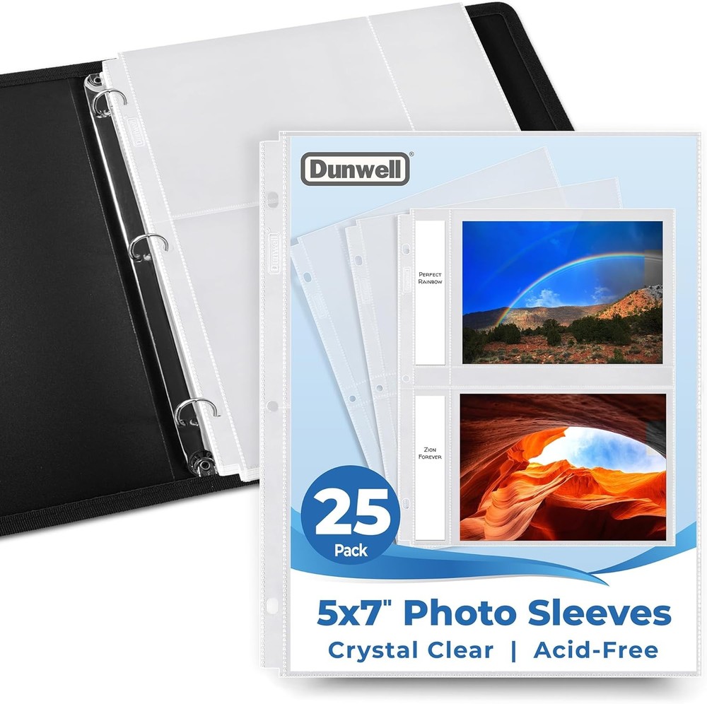 5×7 P Sleeves for 3-Ring Binder, (25 Pa) for 100 Pictures,