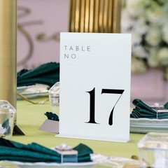 White Wedding Table Numbers 1-25 with Stands, 5″x7″ White Acrylic Table Numbe…