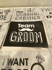 Reverse Wedding Photo Booth Signs Set Rustic Black White Bride Groom Props