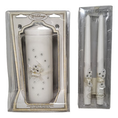 3-Piece Candles Set Wedding Supplies Rhinestone 9″ Unity Pillars & 10″ Tapers