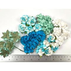 1-1/2″ or 3.75cm White+ Ocean blue Paper Flower Wedding Scrapbook Rose (R21-608)