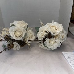 Rustic Cream/ivory Rose Wedding Boutique Set Natural Brown Accents Artificial