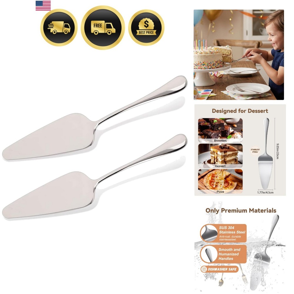 2 Pack Small Cake Pie Server for Wedding, Birthday, Party, Silver | Stainless…