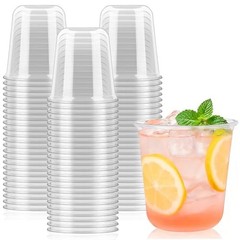 100 Round Bottom Plastic Cups 12 oz Disposable Stemless Wine Glasses