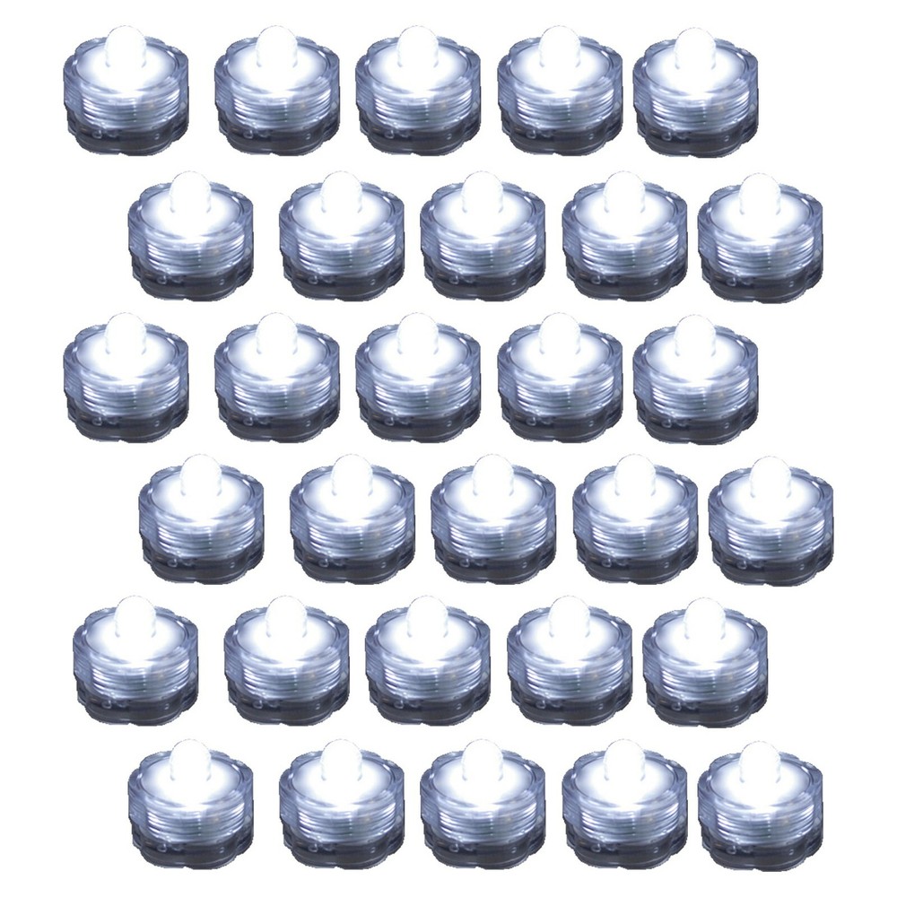 30 Pack White Submersible Waterproof Underwater Battery LED Tea Light Wedding