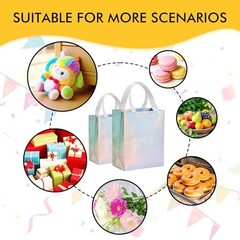 15 Pcs Glossy Gift Bags Medium Size, 8x4x10 1 count (Pack of 15) Iridescent