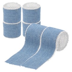 Uxcell Denim Ribbon, 6 Rolls 1.5»×2 Yards for Fringe, Light Blue